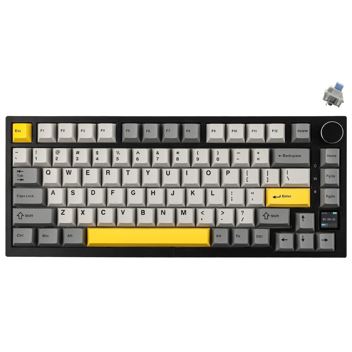 ajazz-ak820-pro-rgb-tri-mode-75-hot-swappable-mechanical-keyboard-with-tft-screen-black-grey-yellow-flying-fish-switch