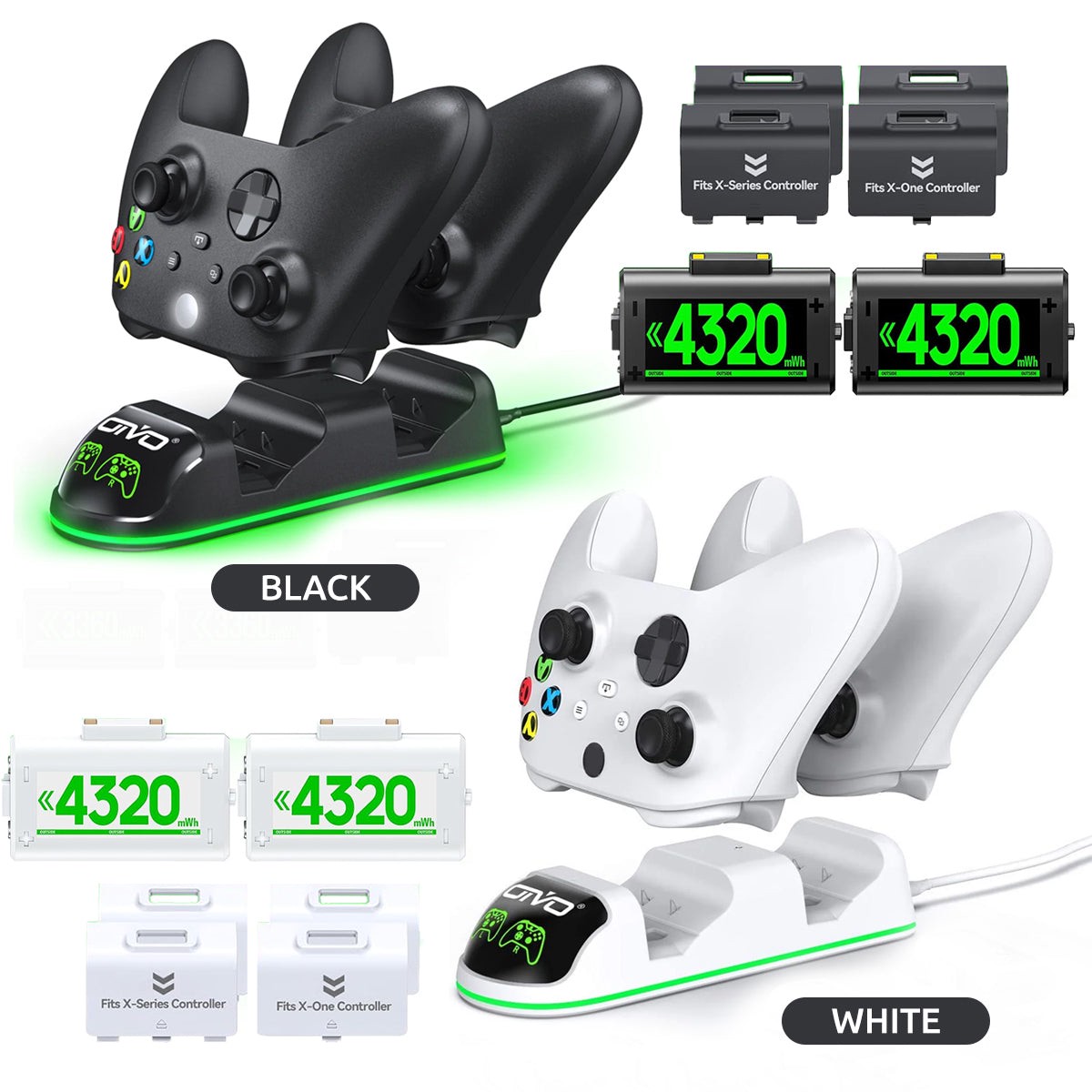 oivo-controller-charging-station-for-xboxone-xbox-series-s-x-black-white