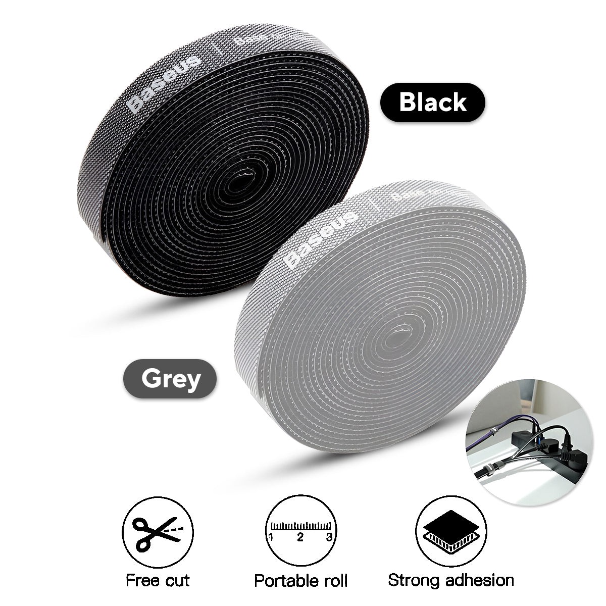 baseus-colourful-circle-cable-organizer-velcro-strap-3m-black-grey
