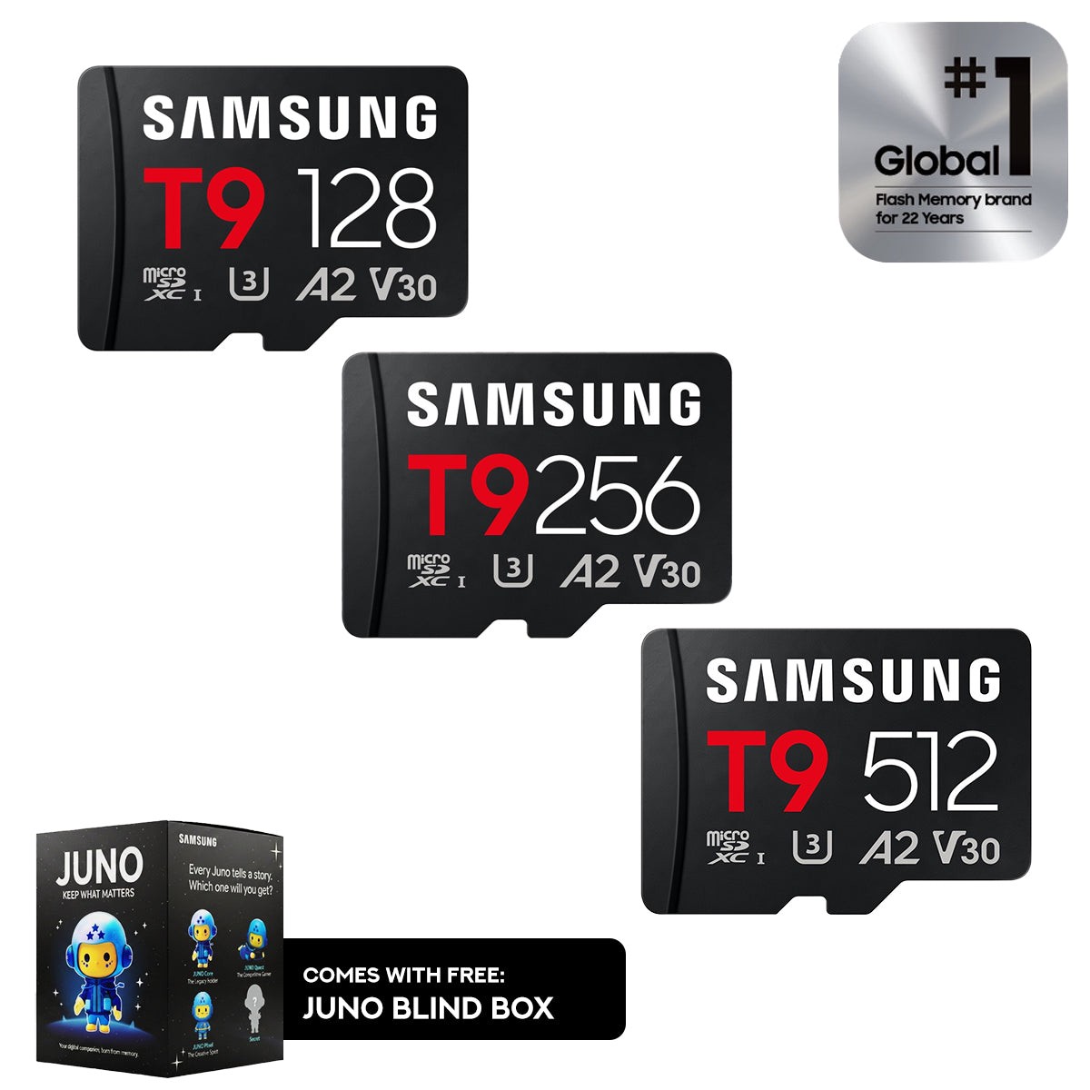 samsung-t9-uhs-i-c10-u3-v30-a2-200mb-s-read-microsdxc-card-128gb-256gb-512gb-mb-mh128t-mb-mh256t-mb-mh512t-free-juno-blind-box