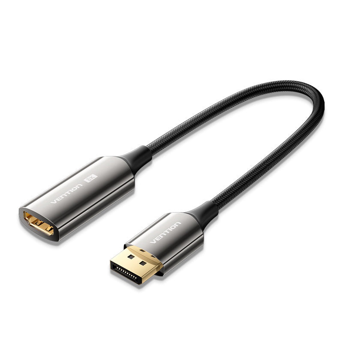 vention-cotton-braided-dp-male-to-hdmi-female-8k-converter-black-zinc-alloy-type-0-25m-hfnbc
