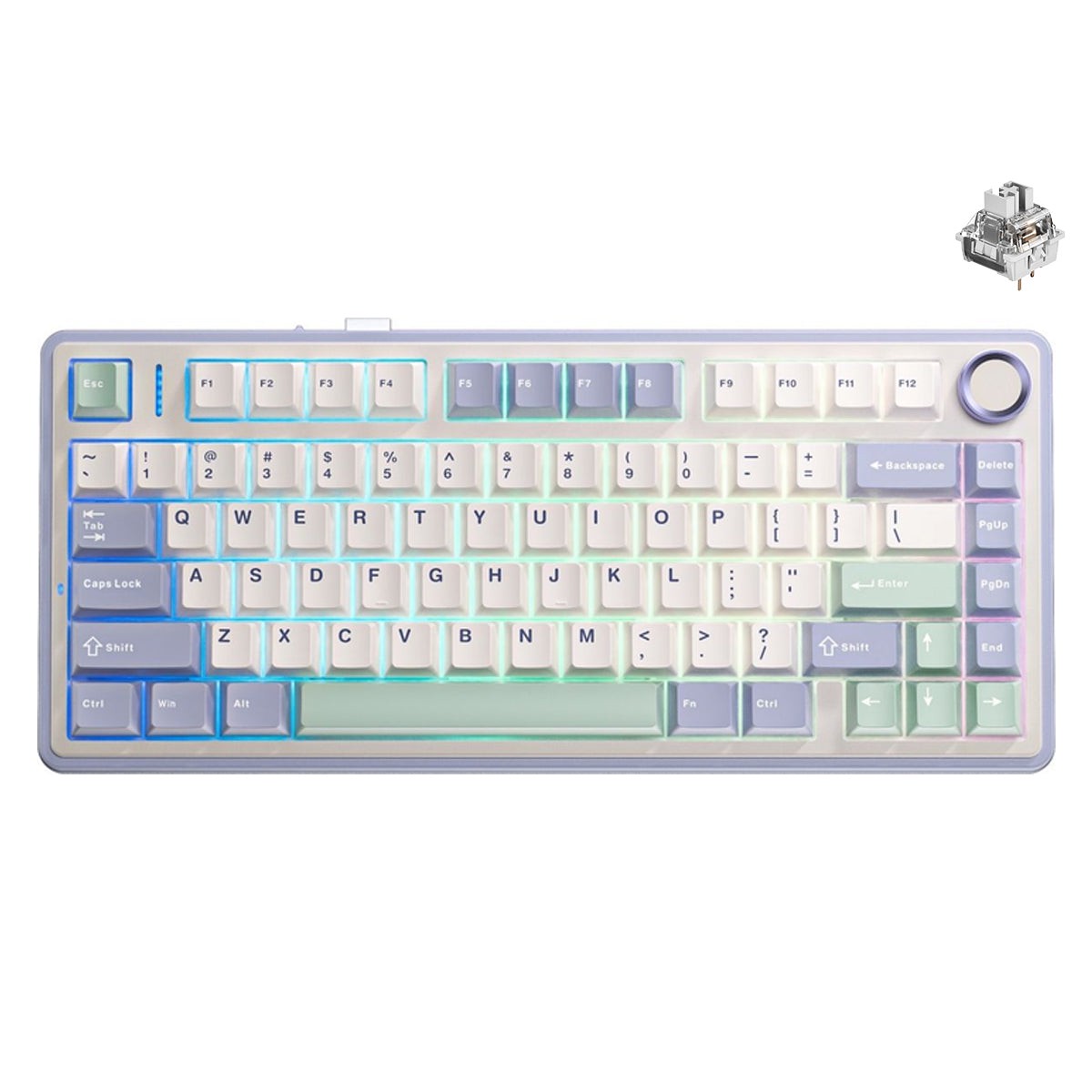 aula-f75-wireless-bluetooth-80-keys-mechanical-keyboard-purple-beige-lightgreen-grey-wood-switch-v3
