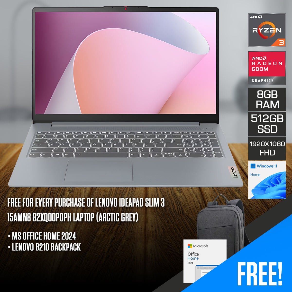 lenovo-ideapad-slim-3-15amn8-82xq00p0ph-laptop-15-6-fhd-tn-ryzen-3-7320u-8gb-ram-512gb-ssd-amd-radeon-610m-graphics-windows-11-home-ms-office-home-2024-lenovo-b210-backpack