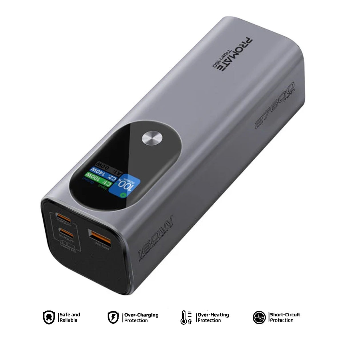 promate-titan-160-27600mah-ultra-compact-160w-multi-port-pd-3-1-power-bank-with-tft-lcd-screen