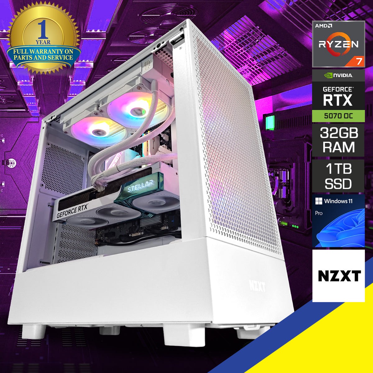 sophos-h5-flow-white-desktop-gaming-pc-amd-ryzen-7-7700x-32gb-ram-1tb-ssd-rtx-5070-oc-windows-11-pro