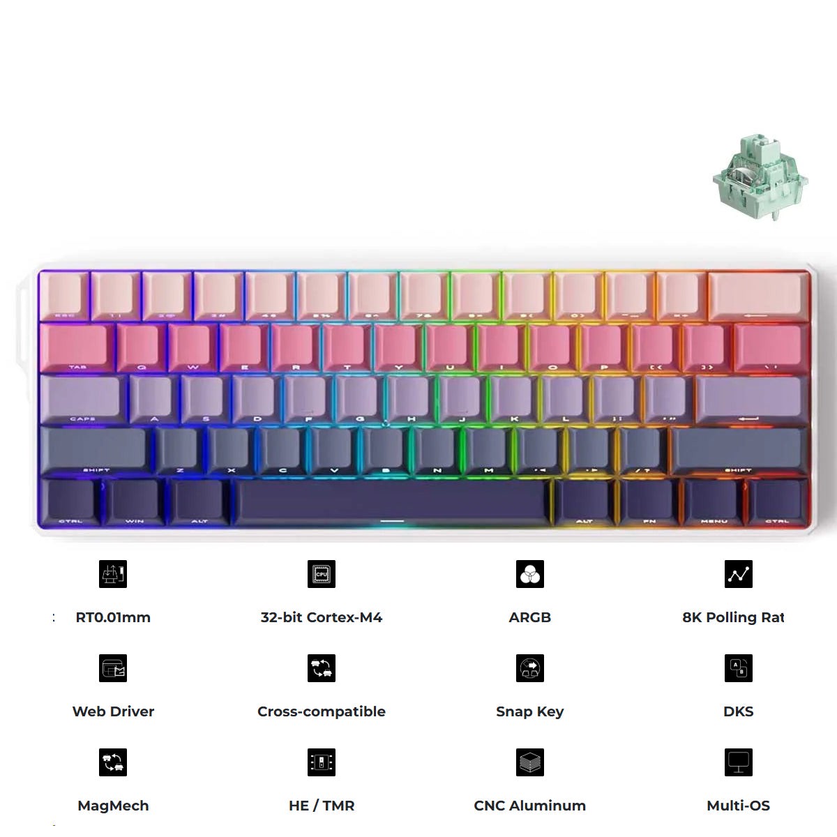 monsgeek-fun60-ultra-sp-shine-through-phantom-pink-wired-rgb-mechanical-keyboard-akko-glare-magnetic-switch