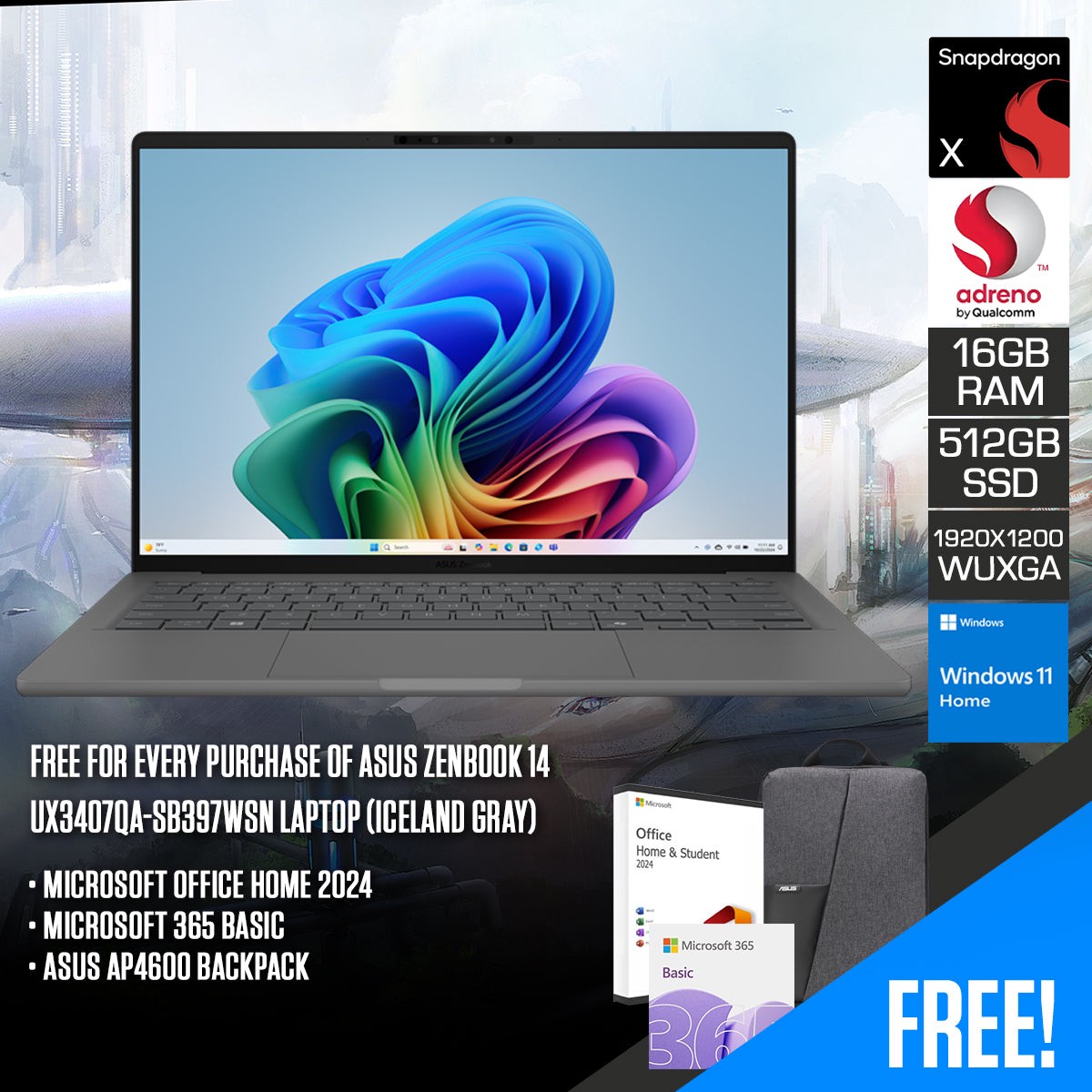 asus-zenbook-14-ux3407qa-sb397wsm-laptop-14-wuxga-snapdragon-x-x1-26-100-16gb-ram-512gb-ssd-qualcomm-adreno-windows-11-home-microsoft-office-home-2024-microsoft-365-basic-asus