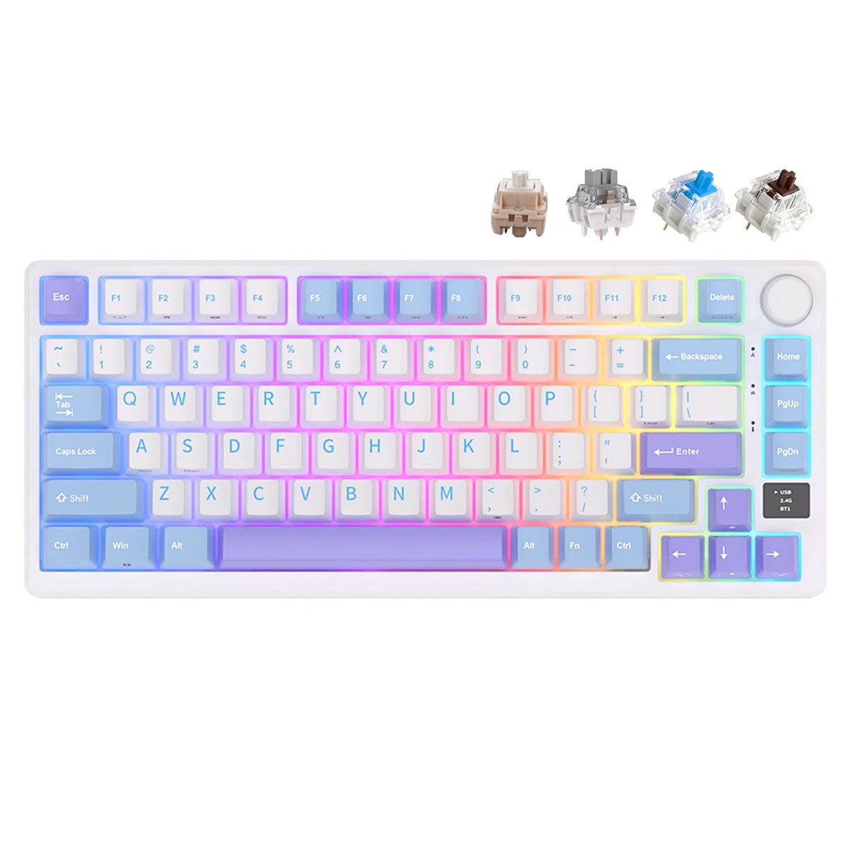 royal-kludge-rk-m75-tri-mode-rgb-81-keys-hot-swappable-mechanical-keyboard-taro-milk-k-silver-switch-blue-switch-brown-switch-cream-switch