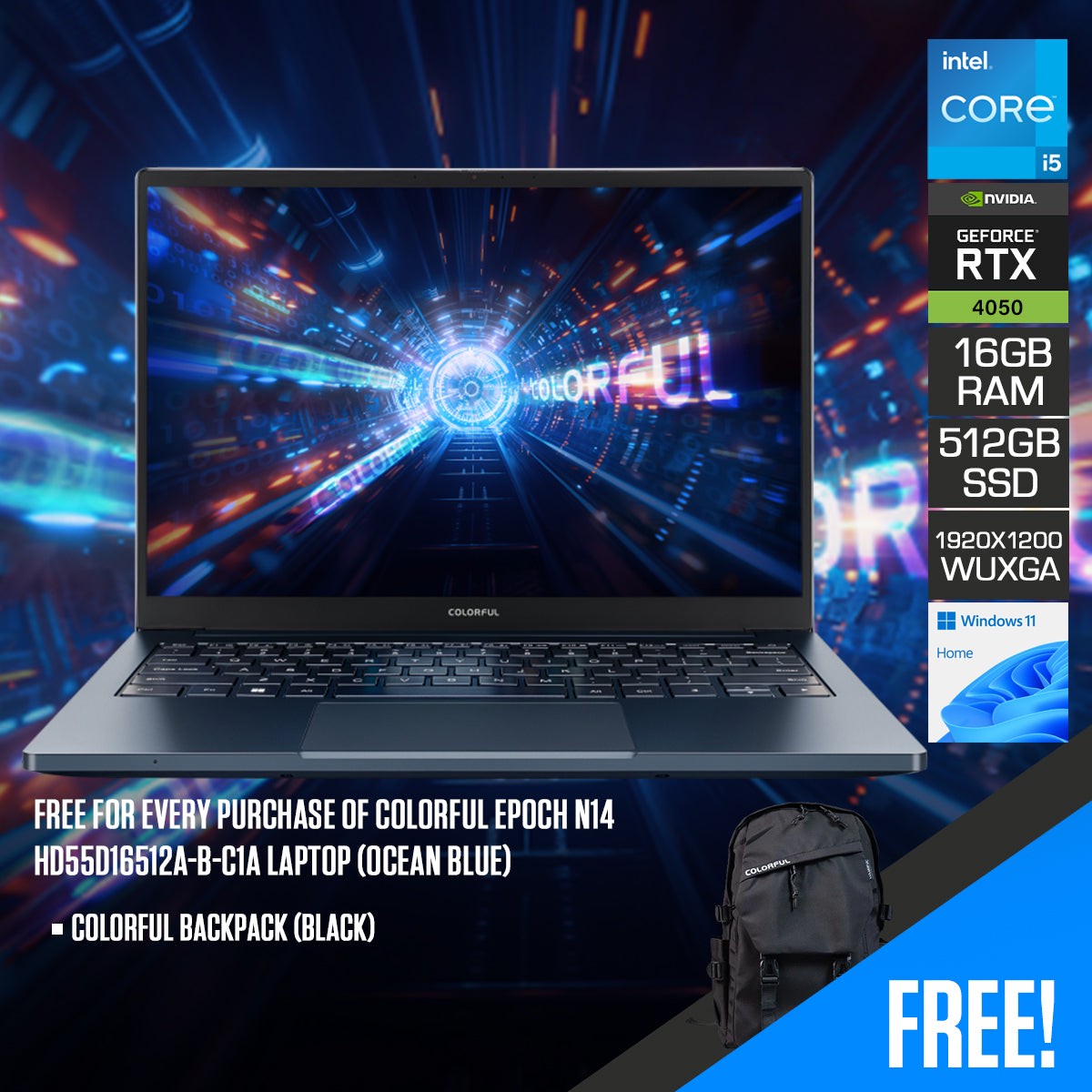colorful-epoch-n14-hd55d16512a-b-c1a-laptop-ocean-blue-14-wuxga-1920x1200-144hz-ips-i5-12500h-16gb-ram-512gb-ssd-rtx-4050-windows-11-home-colorful-backpack-black