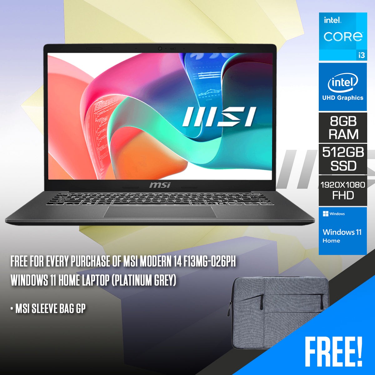 msi-modern-14-f13mg-026ph-laptop-platinum-grey-14-fhd-1920x1080-ips-i3-1315u-8gb-ram-512gb-ssd-intel-uhd-graphics-windows-11-home-msi-sleeve-bag-gp