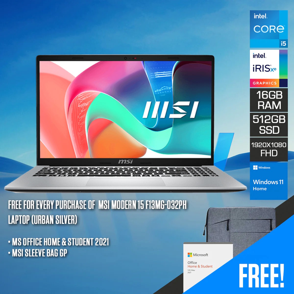 msi-modern-15-f13mg-032ph-laptop-urban-silver-15-6-fhd-1920x1080-ips-i5-1335u-16gb-ram-512gb-ssd-iris-xe-graphics-windows-11-home-ms-office-home-student-2021-msi-sleeve-bag-gp