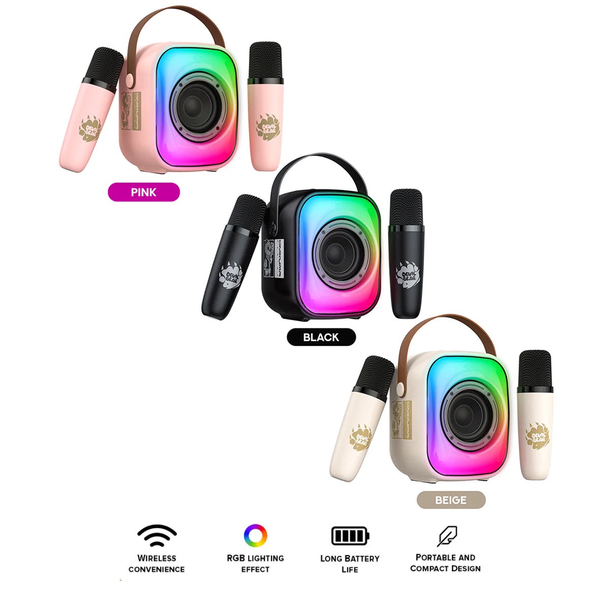 onikuma-l7-wireless-smart-karaoke-rgb-light-bluetooth-speaker-dual-wireless-microphone-pink-black-beige