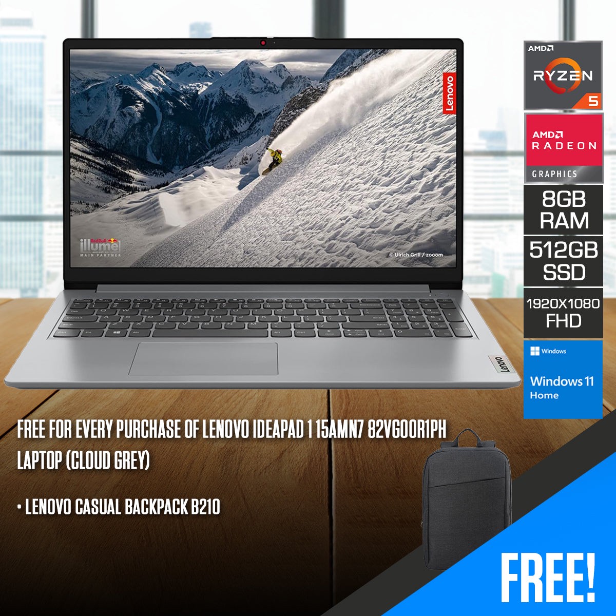lenovo-ideapad-1-15amn7-82vg00r1ph-laptop-cloud-grey-15-6-fhd-1920x1080-ips-ryzen-5-7520u-8gb-ram-512gb-ssd-amd-radeon-610m-graphics-windows11-home-lenovo-casual-backpack-b210