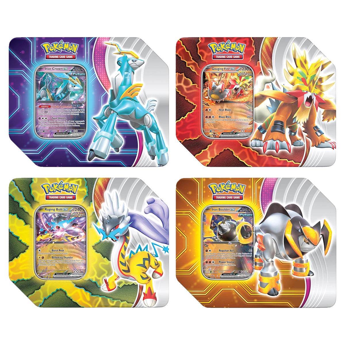 pokemon-trading-card-game-paradox-destinies-ex-tin-includes-5-booster-packs-iron-crown-ex-gouging-fire-ex-raging-bolt-ex-iron-boulder-ex