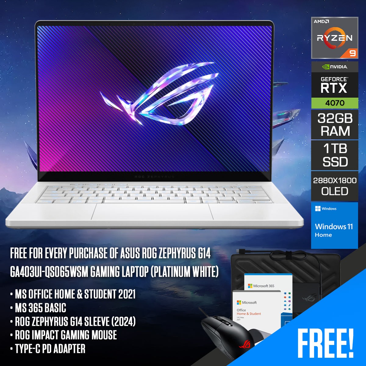 asus-rog-zephyrus-g14-ga403ui-qs065wsm-gaming-laptop-14-3k-oled-120hz-r9-8945hs-32gb-ram-1tb-ssd-rtx-4070-win-11-home-ms-office-h-s-2021-zephyrus-g14-sleeve-impact-gaming-mouse