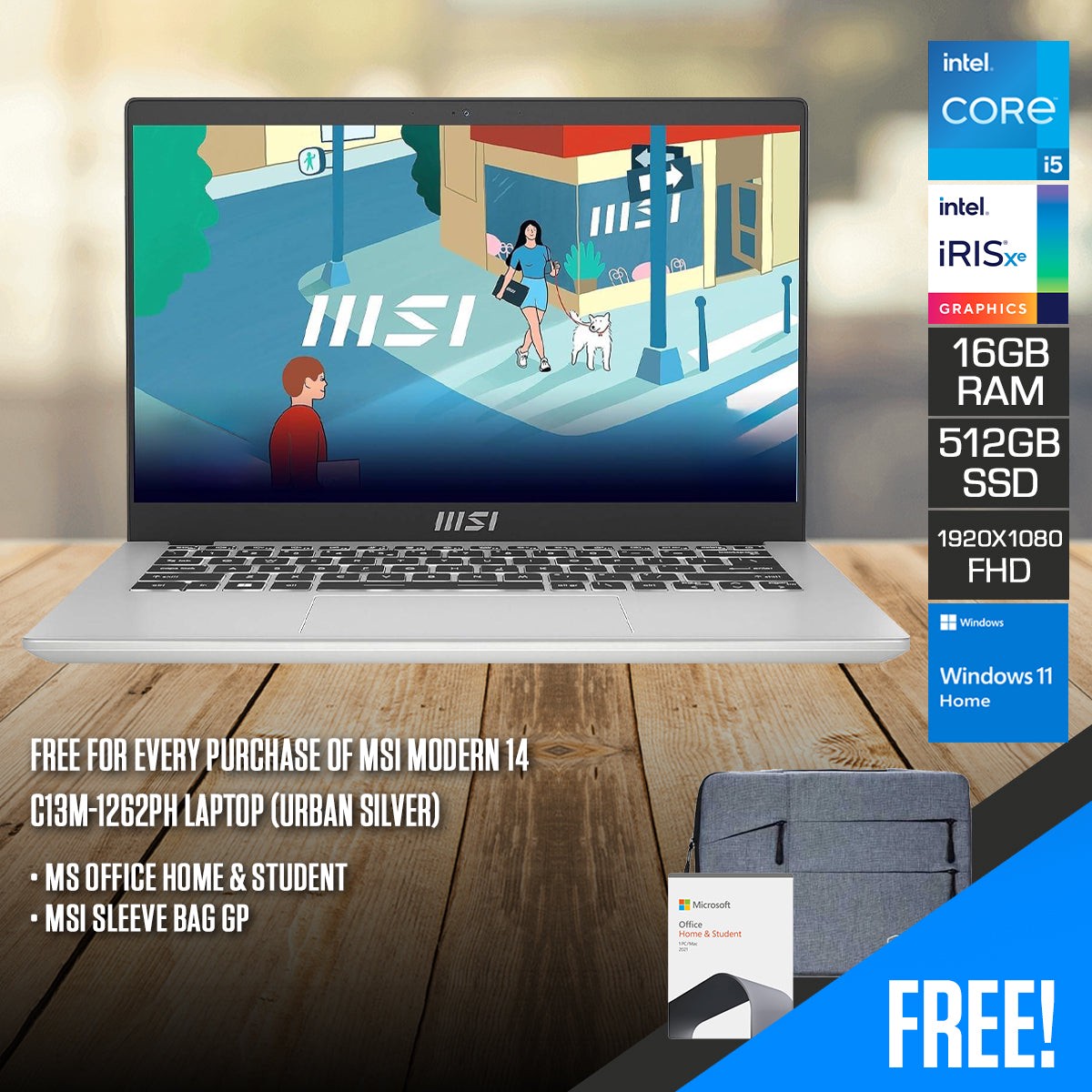 msi-modern-14-c13m-1262ph-laptop-urban-silver-14-fhd-1920x1080-ips-i5-1335u-16gb-ram-512gb-ssd-iris-xe-graphics-windows-11-home-ms-office-home-student-2021-msi-sleeve-bag-gp