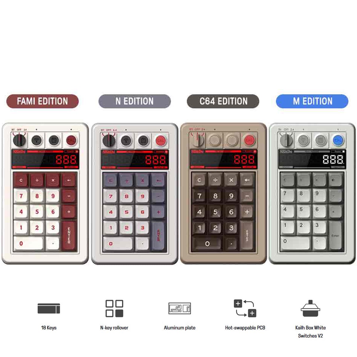 8bitdo-retro-18-mechanical-numpad-b5hb-fami-edition-n-edition-c64-edition-m-edition