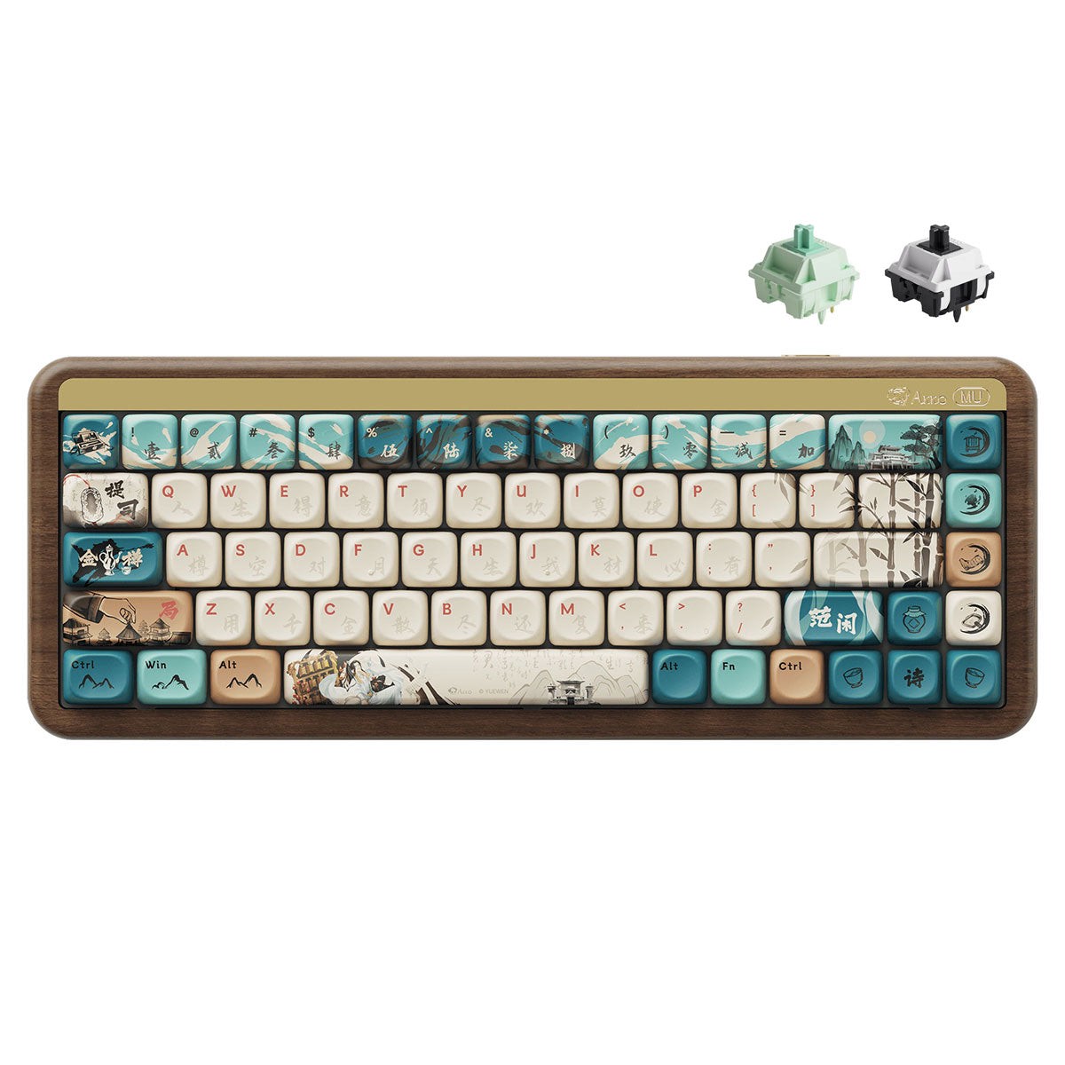 akko-mu01-joy-of-life-walnut-wood-case-multi-mode-rgb-hot-swappable-mechanical-keyboard-akko-botany-switch-akko-v3-piano-pro-switch