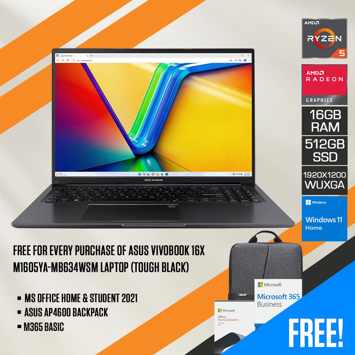 asus-vivobook-16x-m1605ya-mb634wsm-laptop-16-wuxga-ips-ryzen-5-7430u-16gb-ram-512gb-ssd-amd-radeon-graphics-windows-11-home-ms-office-home-student-2021-m365-basic-asus-ap4600