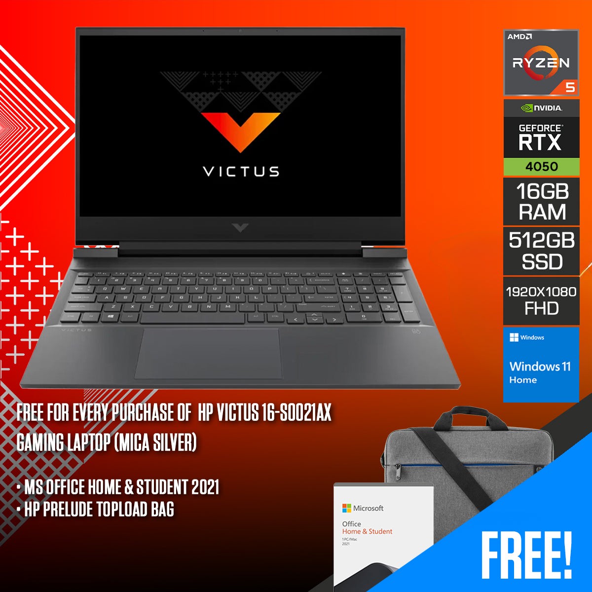 hp-victus-16-s0021ax-gaming-laptop-16-1-fhd-144hz-ips-ryzen-5-7640hs-16gb-ram-512gb-ssd-rtx-4050-windows-11-home-ms-office-home-student-2021-hp-prelude-topload-bag