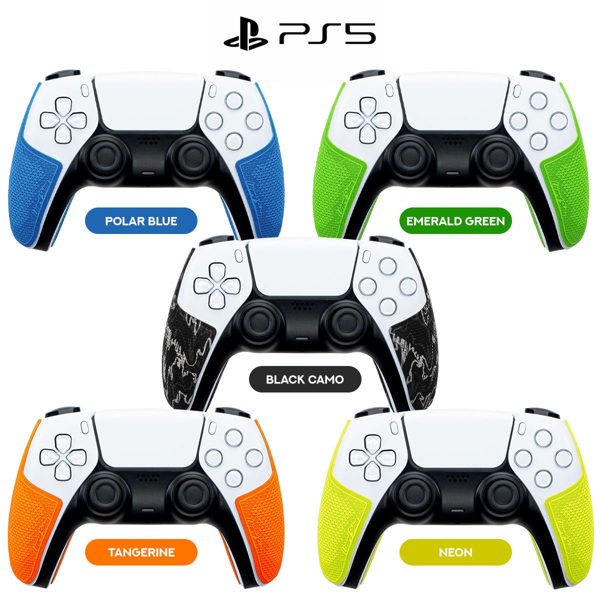 lizard-skins-durasoft-polymer-controller-grip-0-5mm-for-ps5-dualsense-controller-polar-blue-emerald-green-tangerine-neon-black-camo
