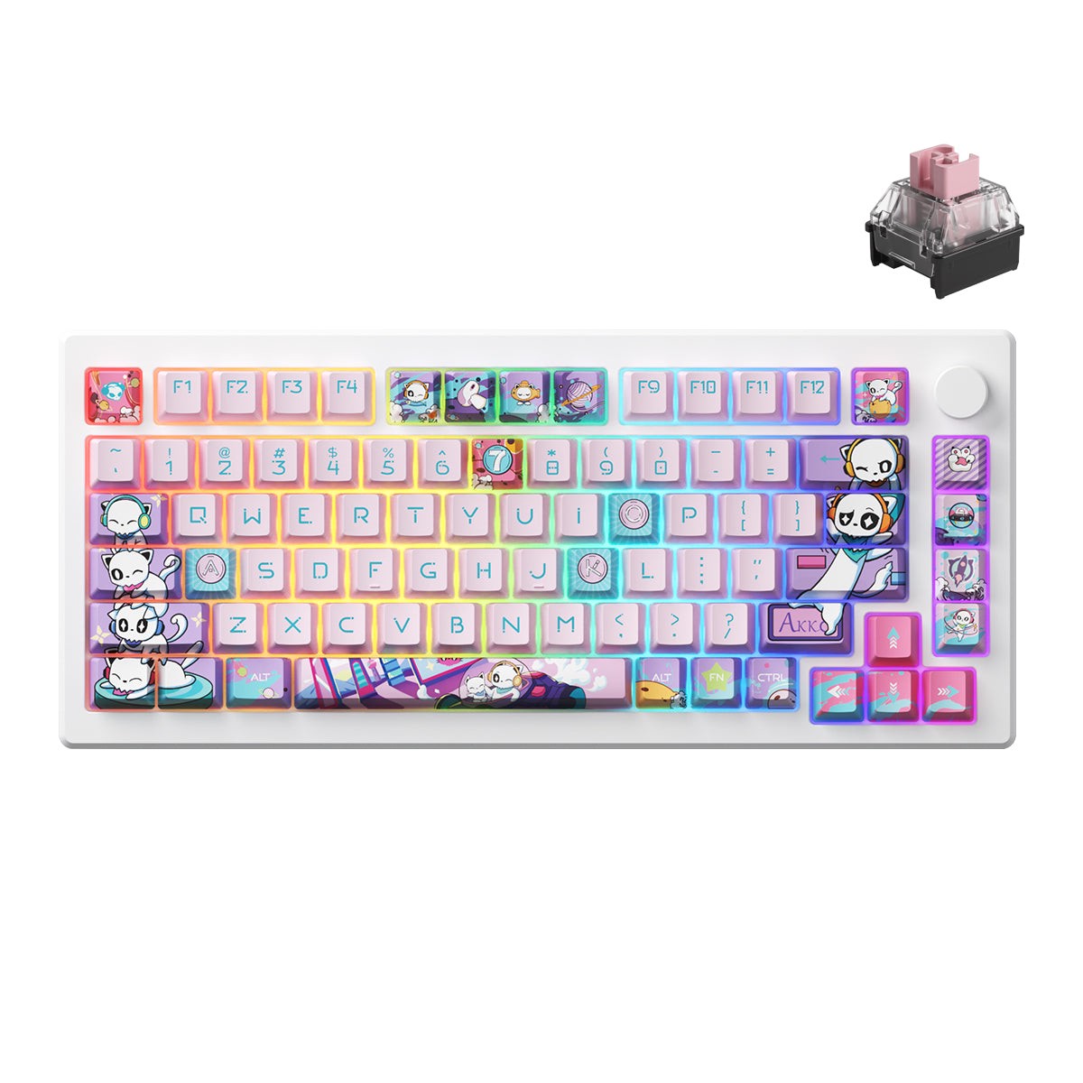 akko-7th-anniversary-mod-007b-he-pc-multi-mode-rgb-hot-swappable-mechanical-keyboard-kailh-sakura-pink-magnetic-switch