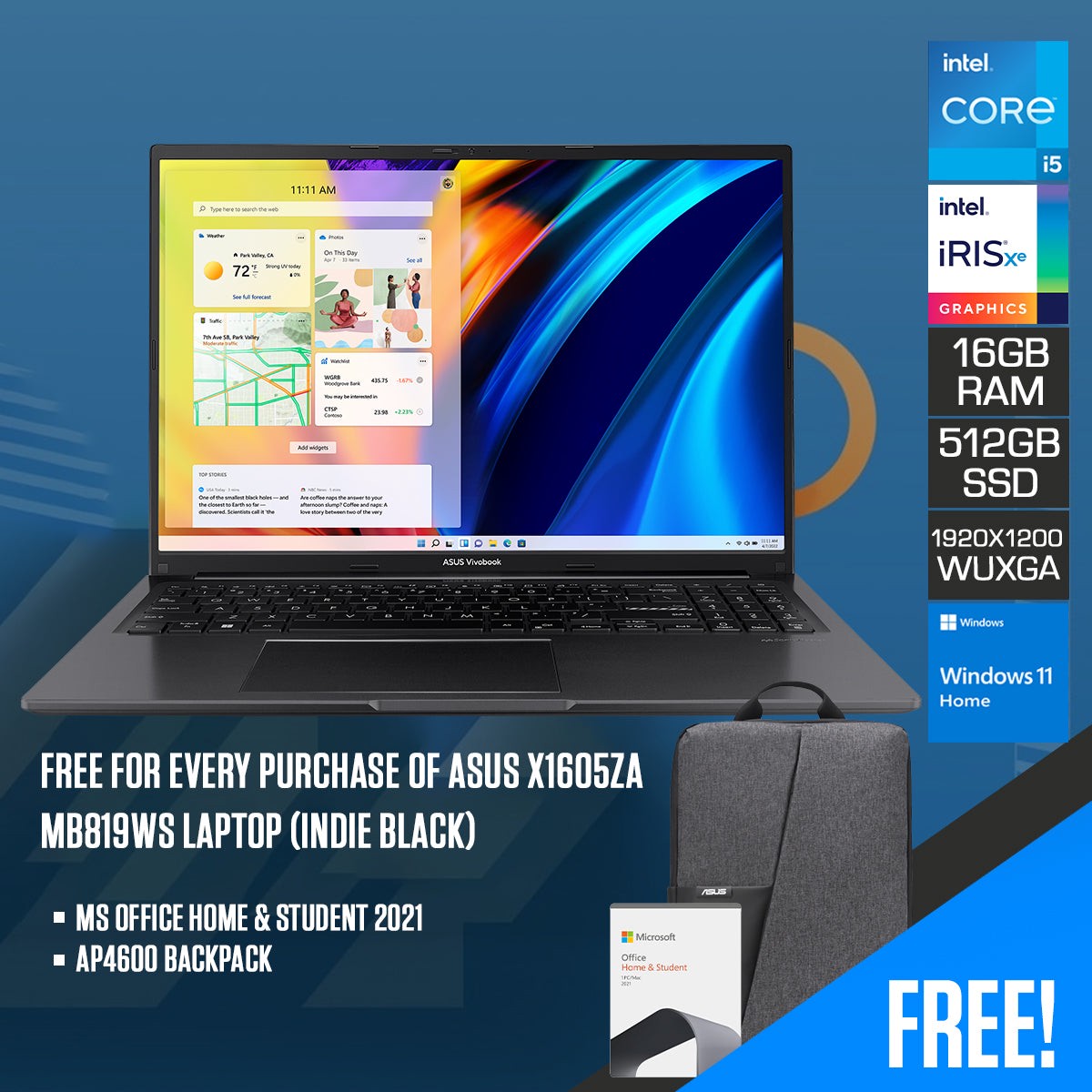 asus-x1605za-mb819ws-laptop-indie-black-16-wuxga-16-10-ips-i5-1235u-16gb-ram-512gb-ssd-iris-xe-windows-11-home-ms-office-home-student-2021-ap4600-backpack