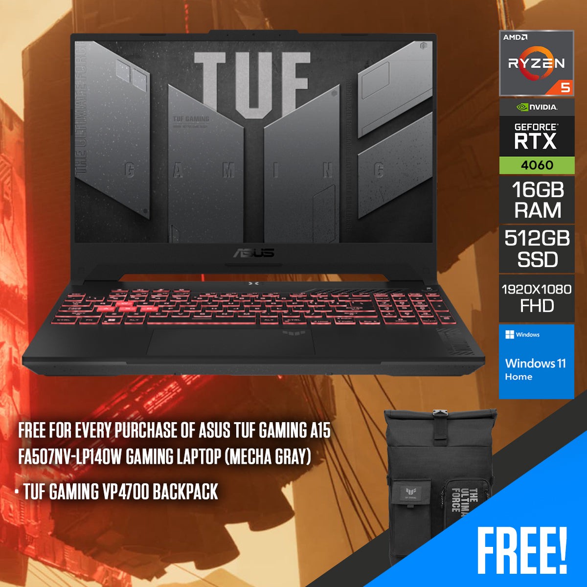 asus-tuf-gaming-a15-fa507nv-lp140w-laptop-mecha-gray-15-6-fhd-ryzen-5-7535hs-16gb-ddr5-512gb-sdd-geforce-rtx-4060-windows-11-home-tuf-gaming-vp4700-backpack