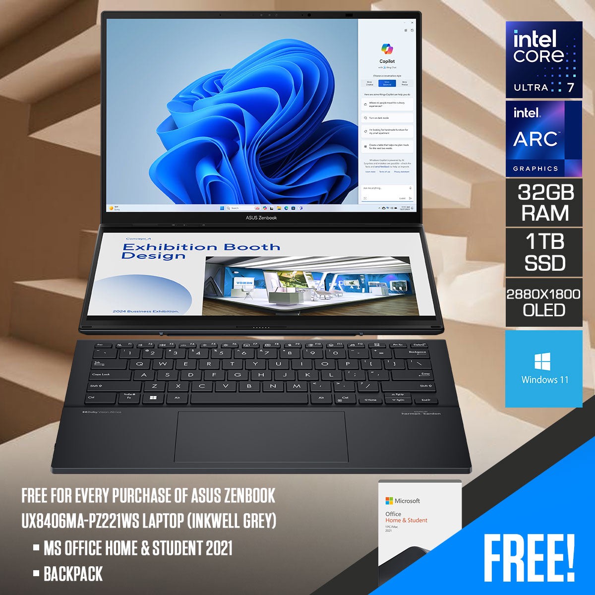 asus-zenbook-duo-ux8406ma-pz221ws-laptop-inkwell-grey-14-3k-oled-16-10-touch-ultra-7-155h-32gb-ram-1tb-ssd-iris-arc-windows-11-ms-office-home-student-2021-backpack