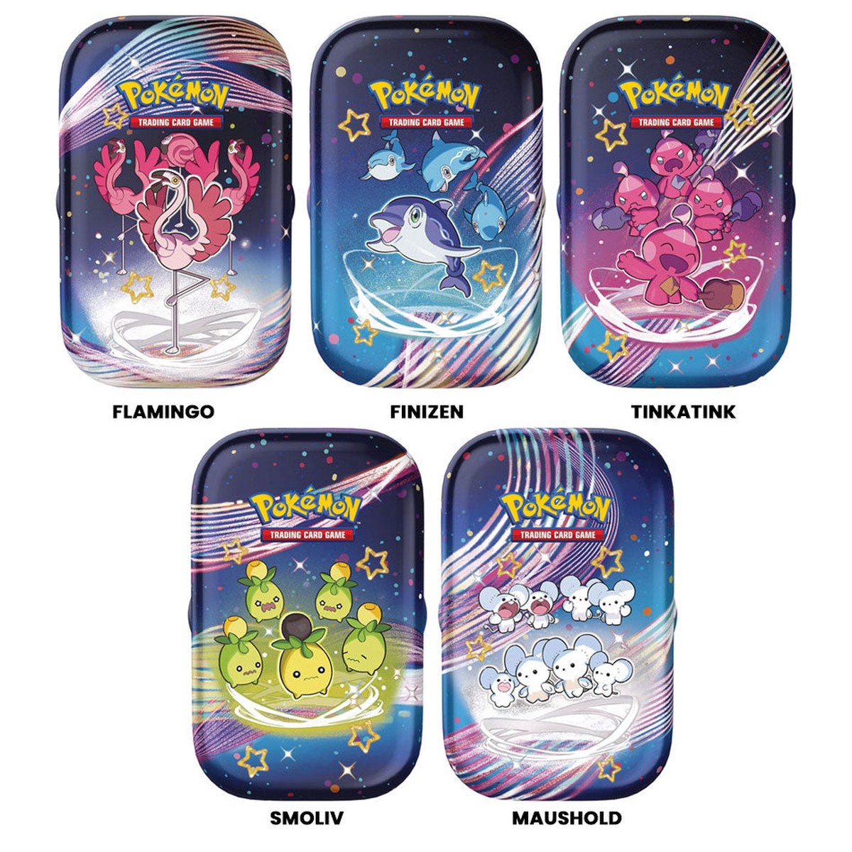 pokemon-tcg-sv4-5-scarlet-violet-paldean-fates-mini-tin-flamingo-finizen-tinkatink-smoliv-maushold-210-85628