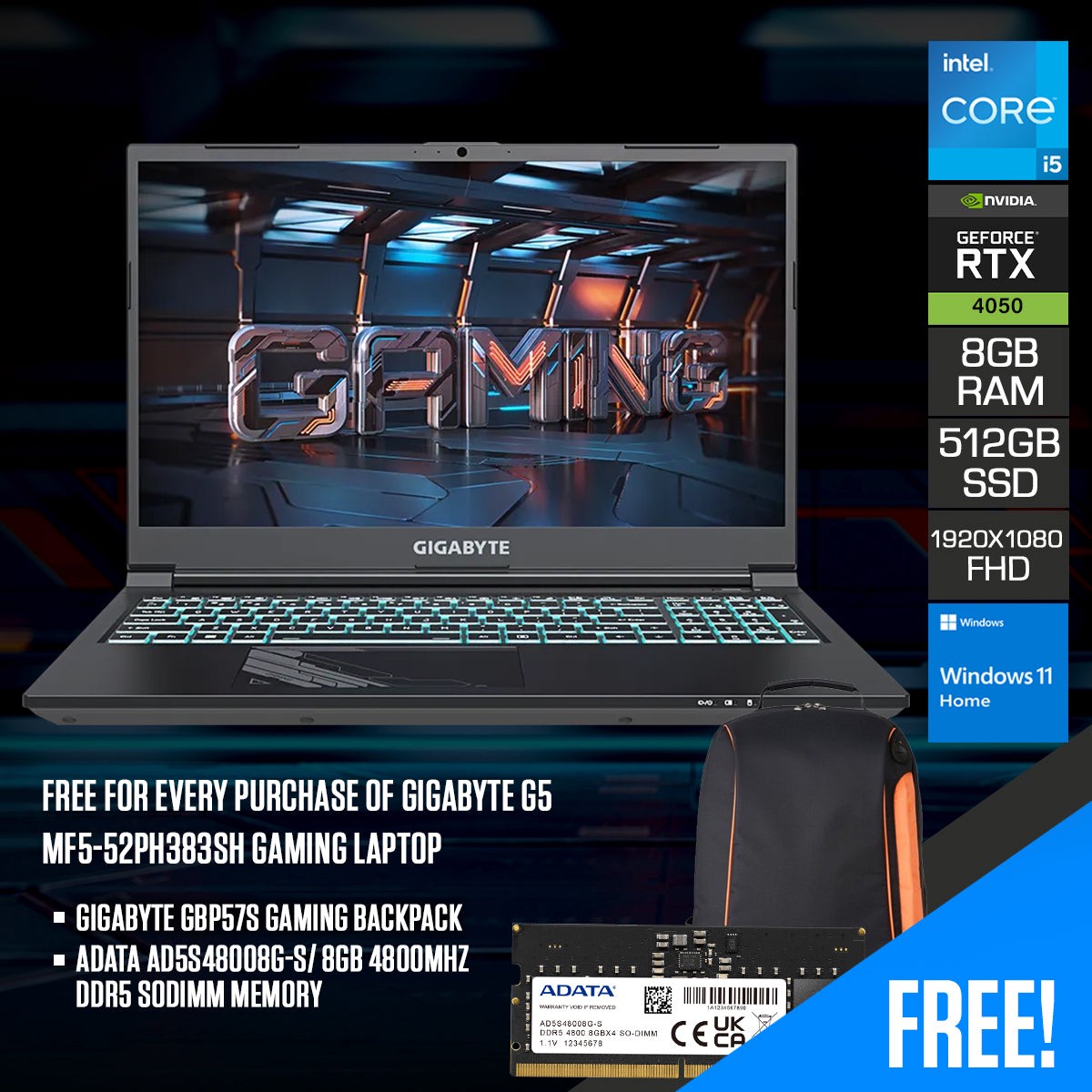 gigabyte-g5-mf5-52ph383sh-gaming-laptop-15-6-fhd-i5-13500h-8gb-ram-512gb-ssd-rtx-4050-windows-11-home-gigabyte-gbp57s-gaming-backpack-free-adata-ad5s48008g-s-8gb-4800mhz-ddr5
