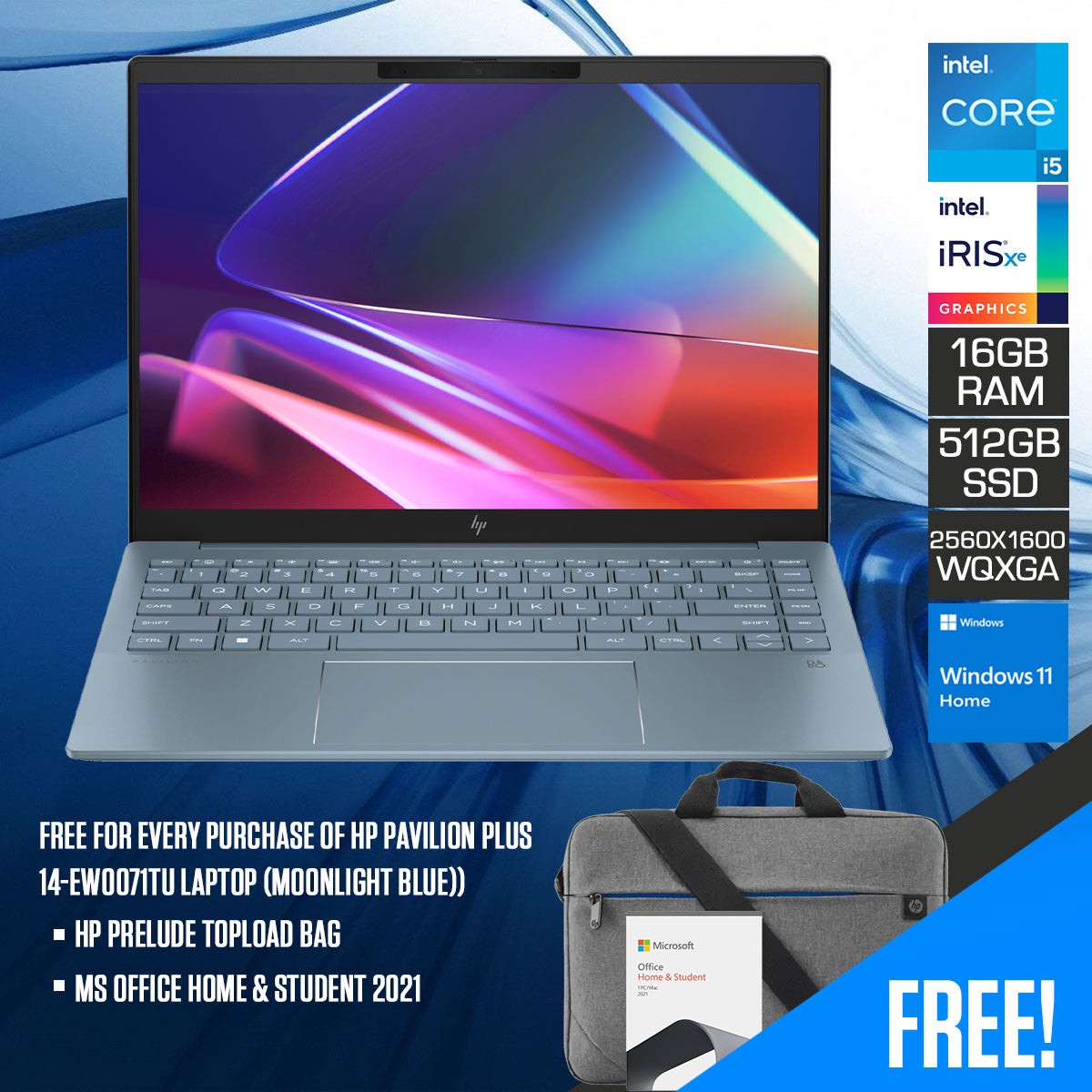 hp-pavilion-plus-14-ew0071tu-laptop-moonlight-blue-14-wqxga-2560x1600-i5-1335u-16gb-ram-512gb-ssd-intel-iris-xe-windows-11-home-ms-office-home-student-2021-hp-prelude-topload-bag