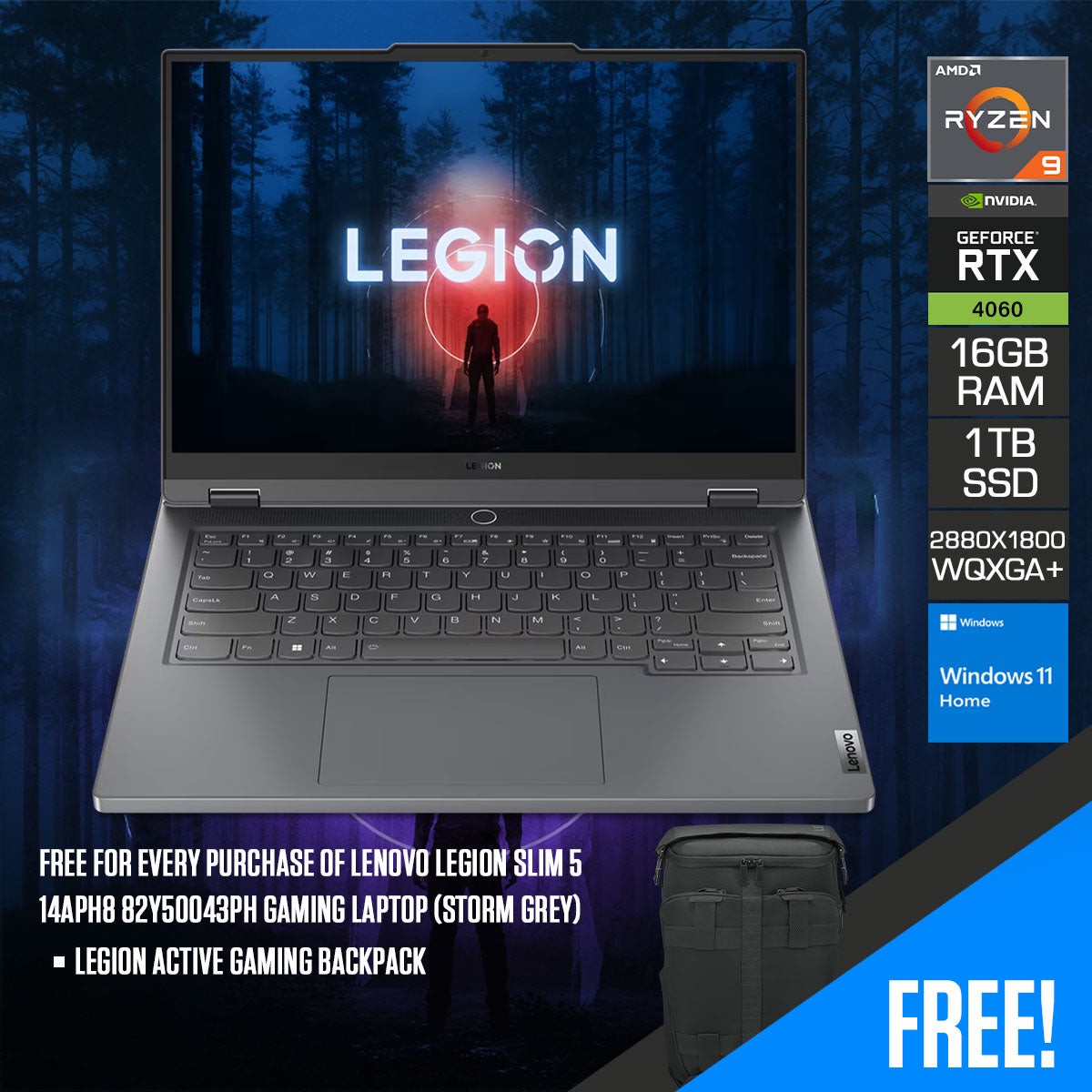 lenovo-legion-slim-5-14aph8-82y50043ph-gaming-laptop-storm-grey-14-5-wqxga-2880x1800-oled-ryzen-9-7940hs-16gb-ram-1tb-ssd-rtx-4060-windows-11-home-legion-active-gaming-backpack