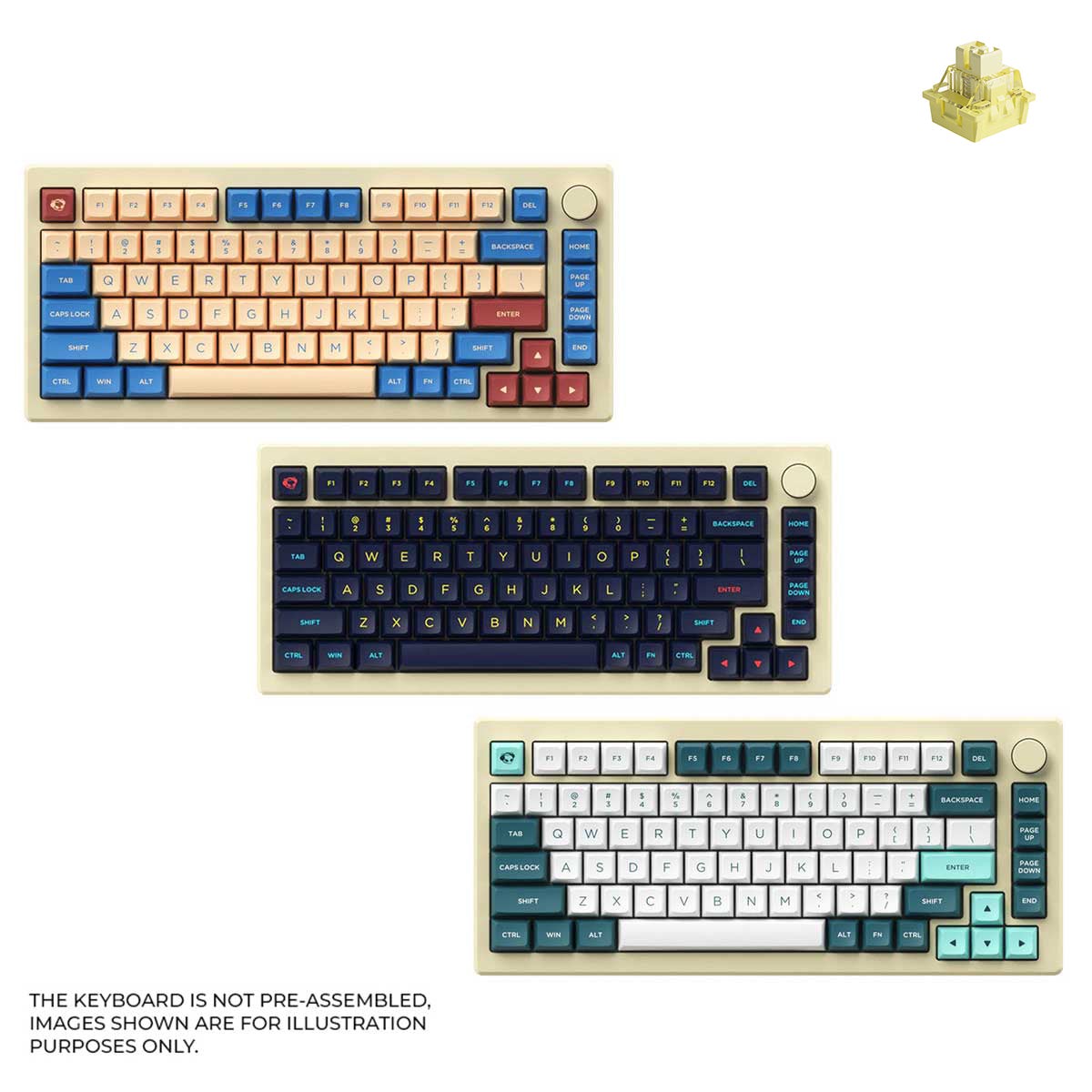akko-mod-007b-he-diy-kit-with-osa-keycap-set-187-key-cream-white-akko-cream-yellow-magnetic-switch