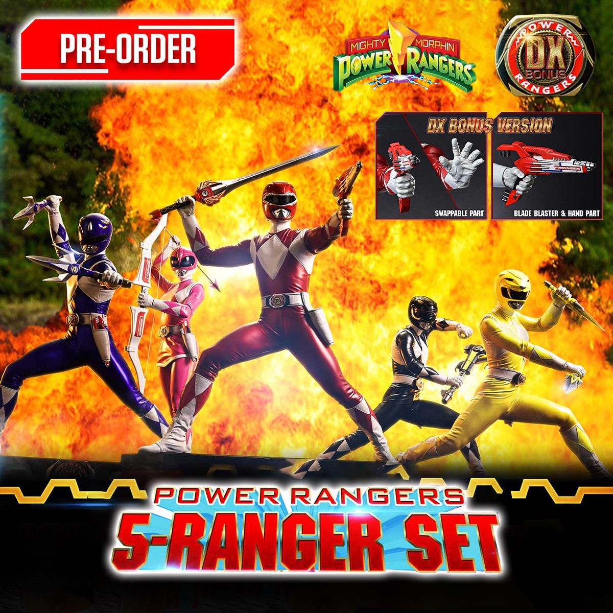 premium-masterline-mighty-morphin-power-rangers-power-rangers-5-ranger-set-dx-bonus-version-pmpwr-01dxs-pre-order-downpayment