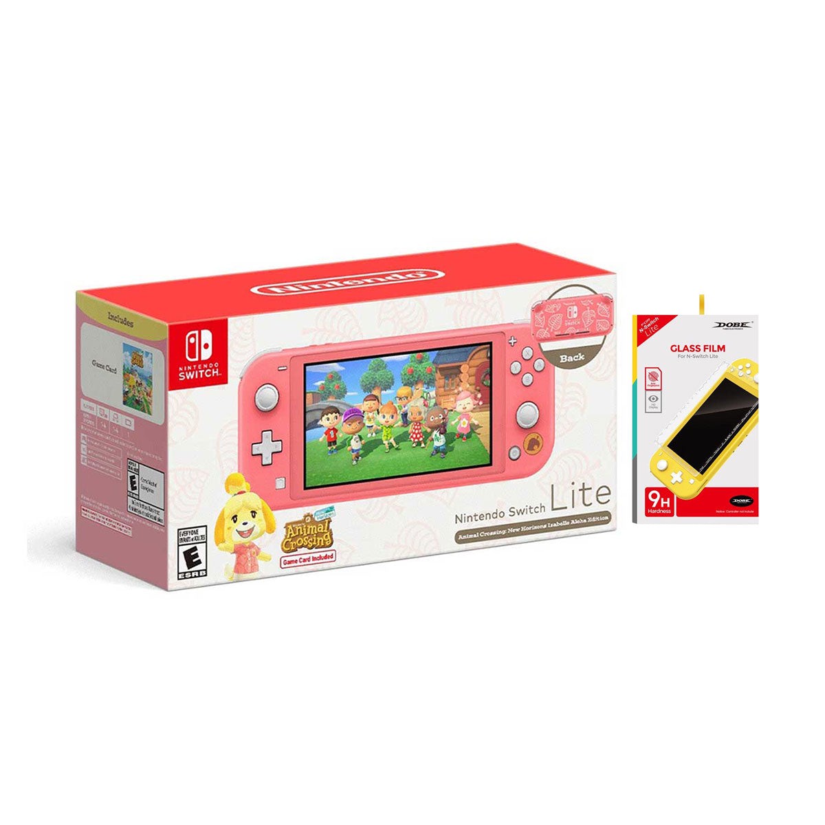 nintendo-switch-lite-animal-crossing-new-horizons-isabelle-aloha-edition-includes-animal-crosing-new-horizon-game-card-coral-mde-dobe-nsw-glass-film-tns-19118a