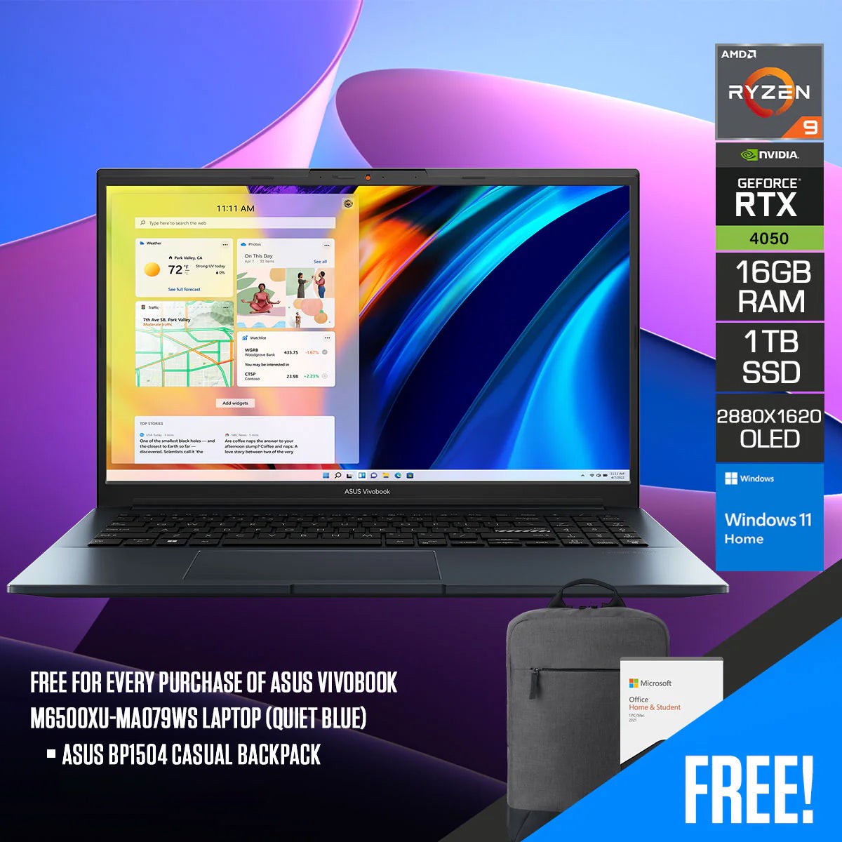 asus-vivobook-m6500xu-ma079ws-laptop-15-6-oled-ryzen-9-7940hs-16gb-ram-1tb-ssd-rtx4050-windows-11-home-ms-office-home-student-2021-asus-bp1504-casual-backpack