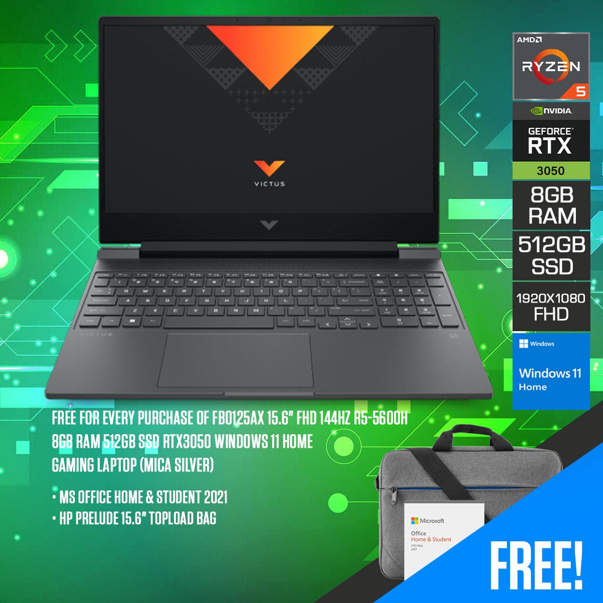 hp-victus-15-fb0125ax-gaming-laptop-mica-silver-15-6-fhd-144hz-r5-5-5600h-8gb-ram-512gb-ssd-rtx-3050-windows-11-home-ms-office-home-student-2021-hp-prelude-15-6-topload-bag