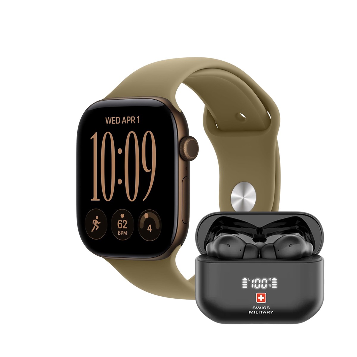 apple-watch-series-12-gps-46mm-dark-bronze-aluminium-case-with-olive-sport-band-m-l-swiss-military-victor-7-in-ear-true-wireless-earbud-black-bundle