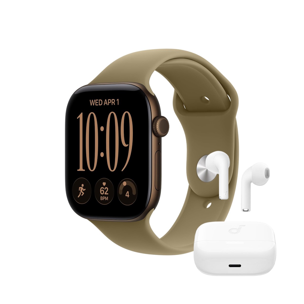 apple-watch-series-12-gps-46mm-dark-bronze-aluminium-case-with-olive-sport-band-s-m-anker-soundcore-k20i-earbuds-white-bundle